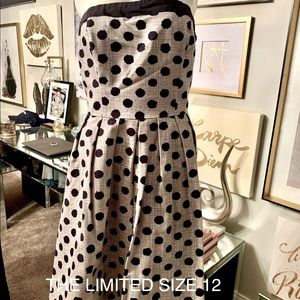 The Limited navy polka dot strapless dress